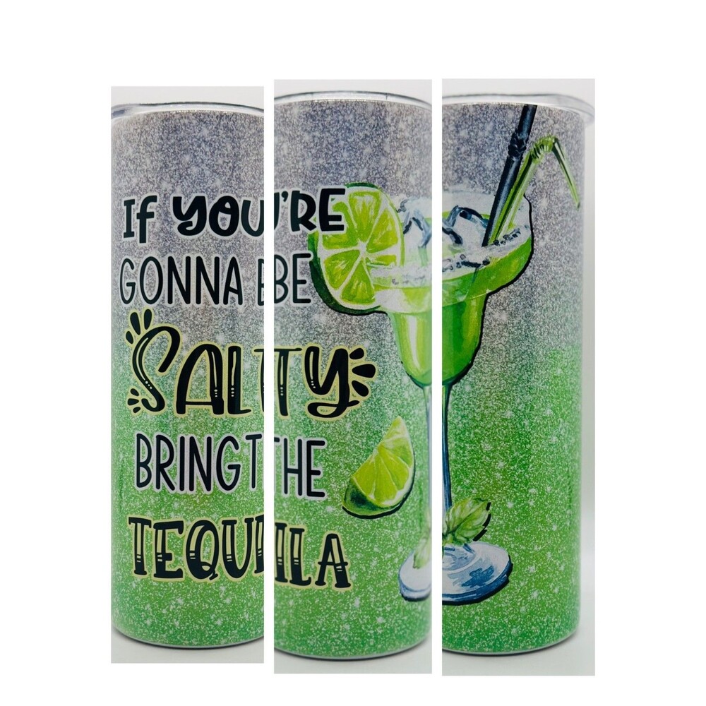 NEW "Salty/Tequila" 20 oz. Stainless Steel Tumbler w/Straw Set & Silicone Tip